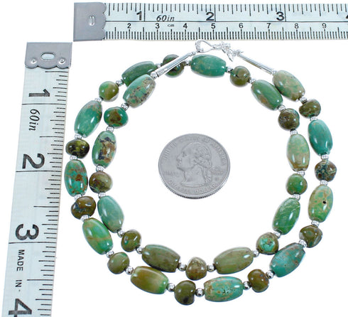 Kingman Turquoise Native American Bead And Silver Necklace JX123372